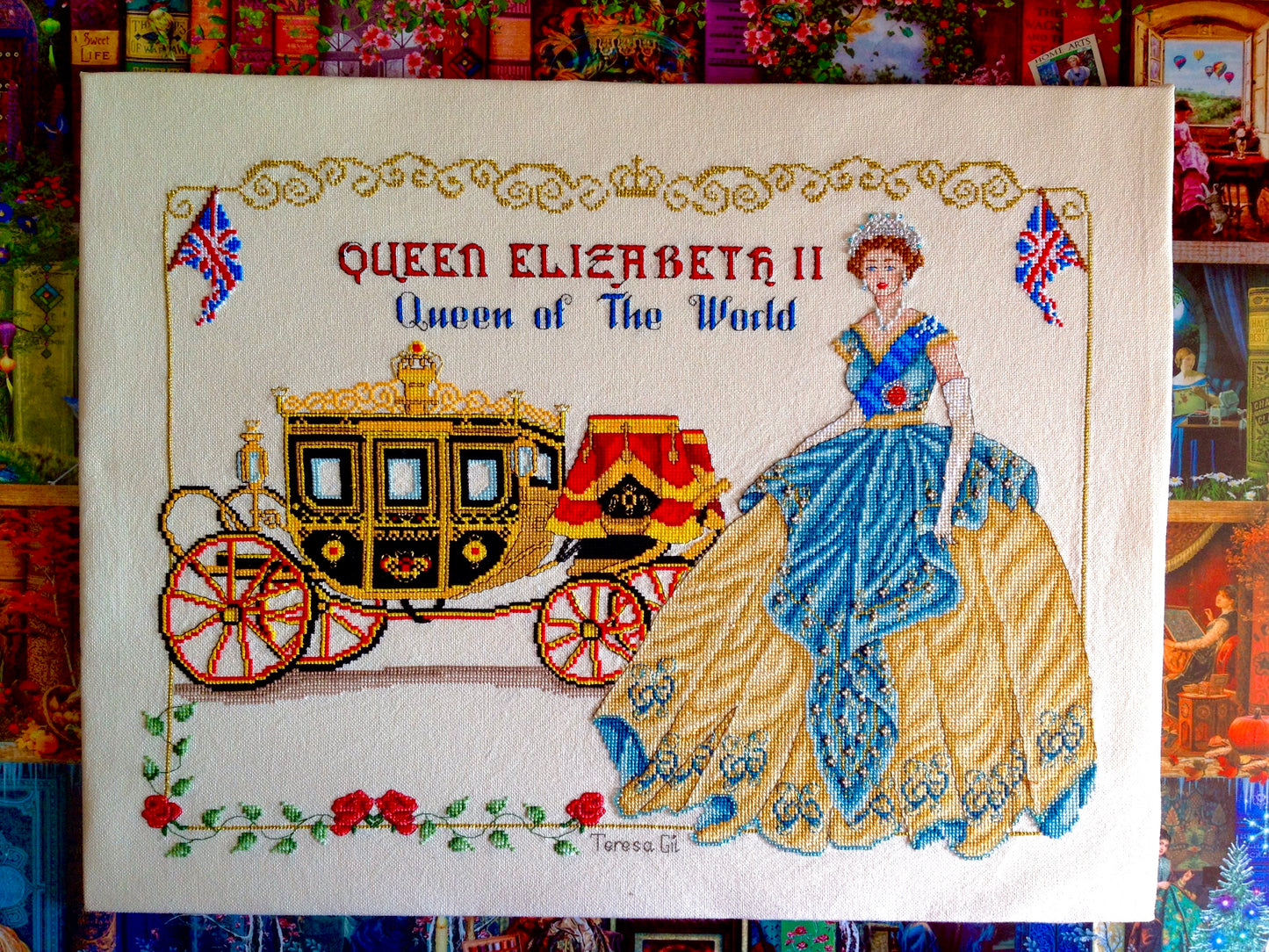 Queen of the World Queen Elizabeth II Her Majesty Counted Cross Stitch Chart Pattern Instant PDF Download