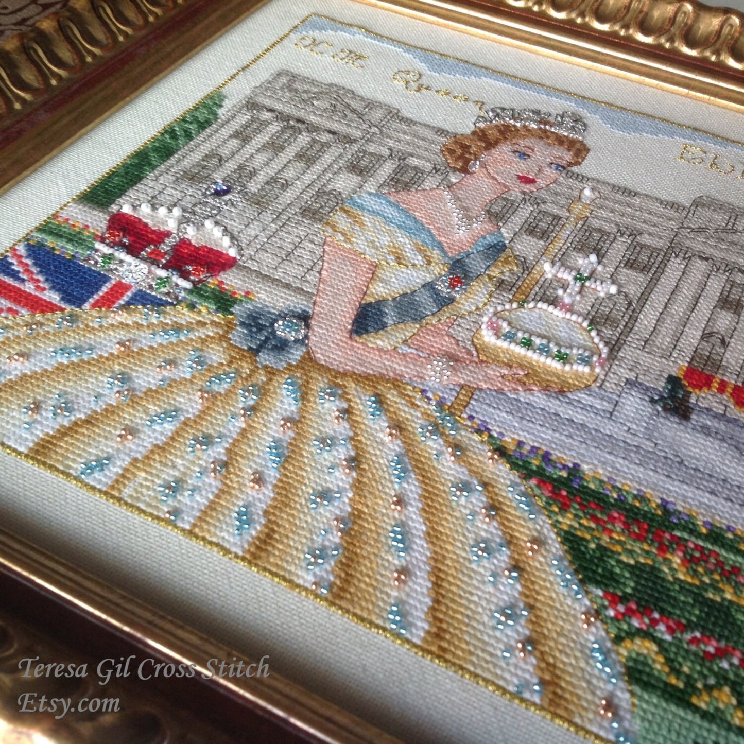Long Live the Queen Buckingham Palace Queen Elizabeth II - Counted Cross Stitch Chart PDF