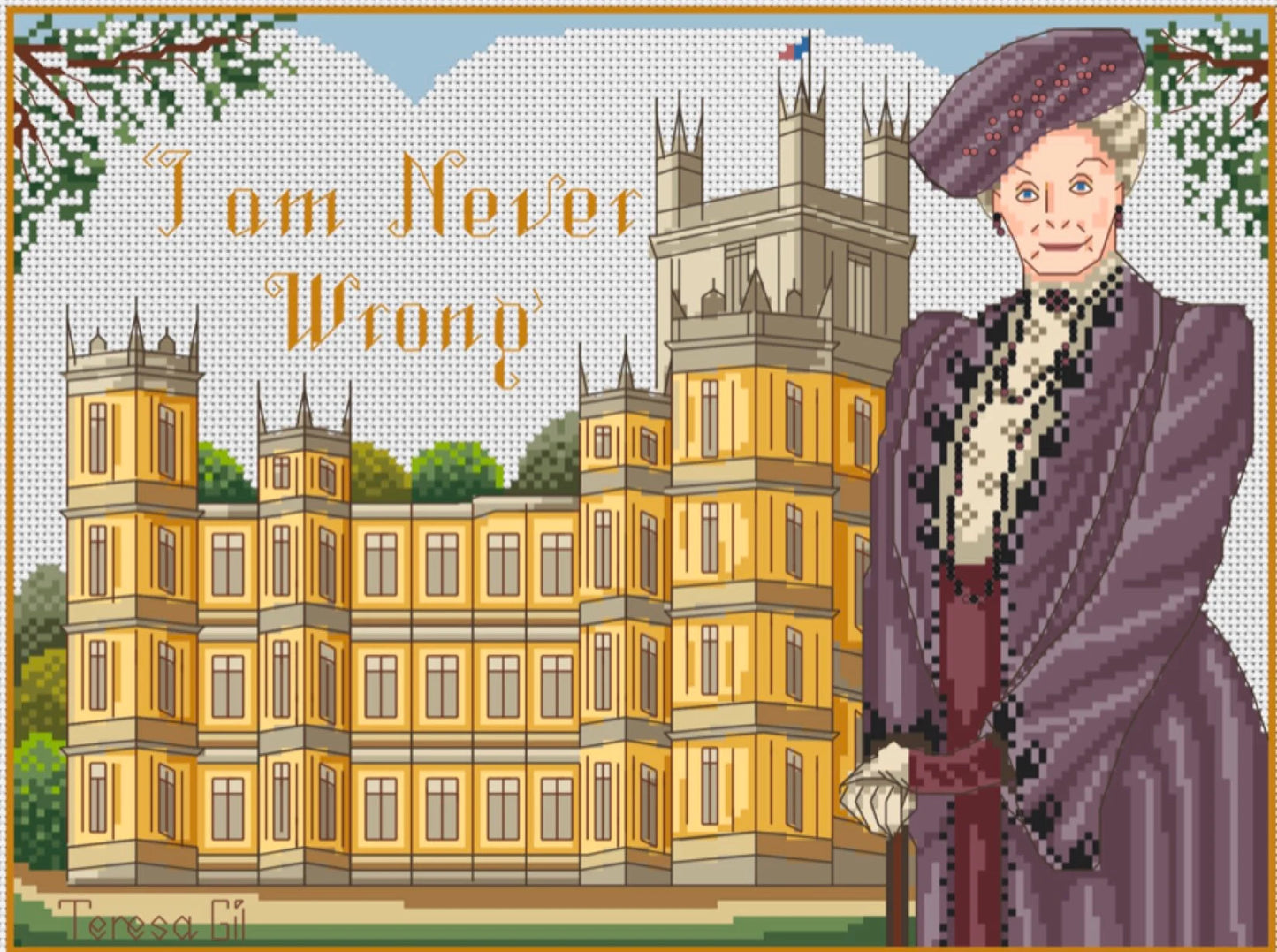 The Dowager of Downton Abbey Edwardian Counted Cross Stitch Chart Pattern Instant PDF Download