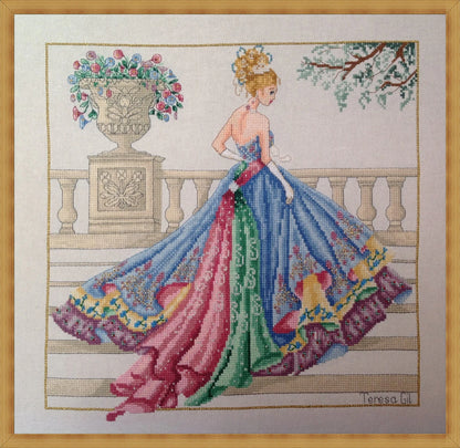 Princess Grace Ball Gown Haute Couture 1950s Fashion Style Cross Stitch Chart Pattern