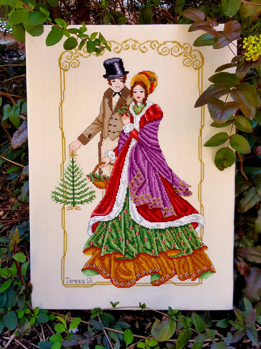 Victorian Christmas Card Christmas Carol - Cross Stitch Chart Pattern