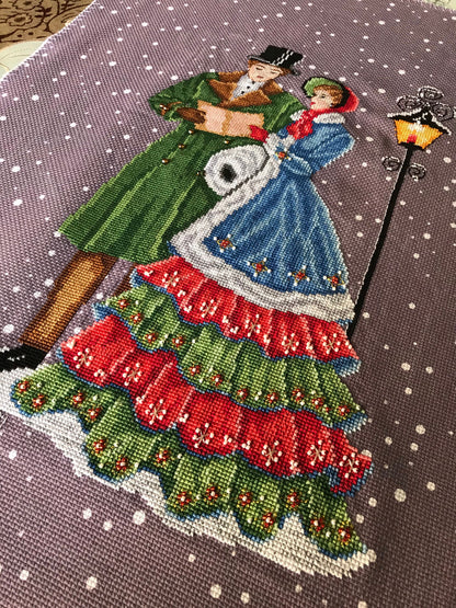 Christmas Carol Victorian Christmas Couple - Cross Stitch Chart Pattern