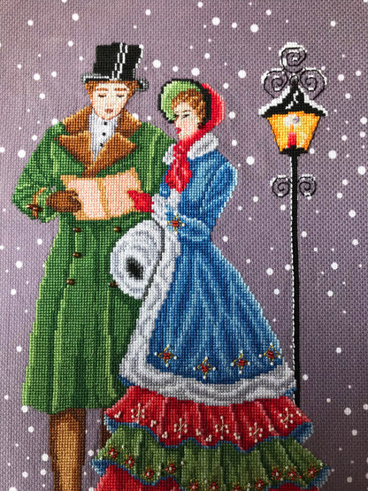 Christmas Carol Victorian Christmas Couple - Cross Stitch Chart Pattern