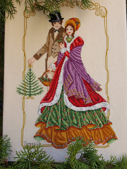 Victorian Christmas Card Christmas Carol - Cross Stitch Chart Pattern