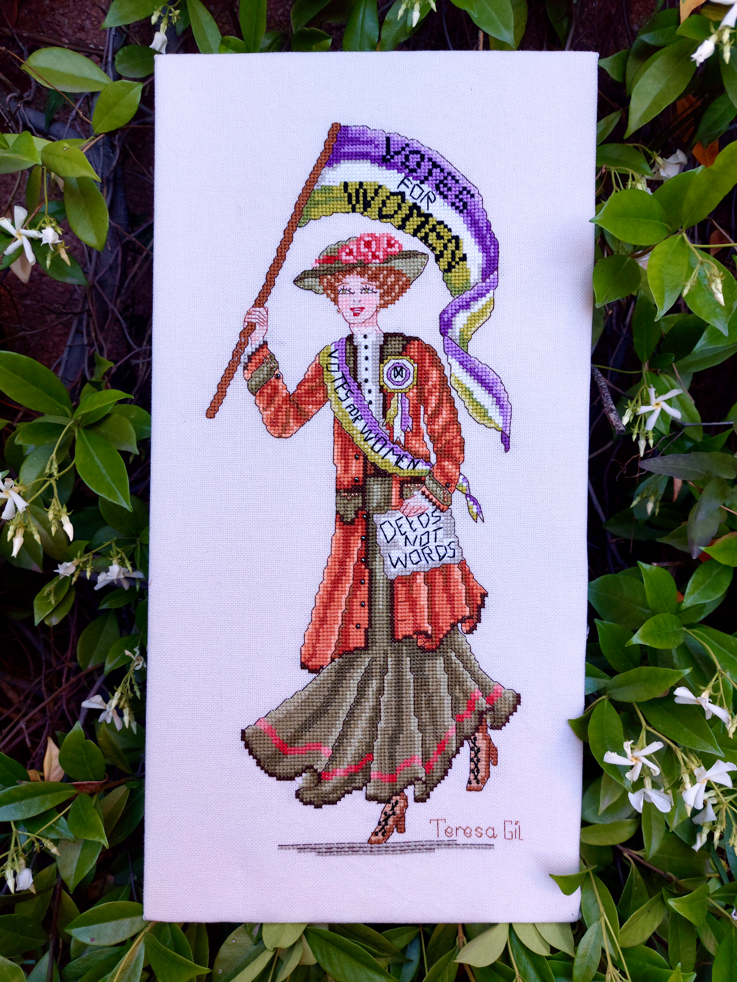 The Suffragette Edwardian Design Emmeline Pankhurst Counted Cross Stitch Chart Pattern Instant PDF Download