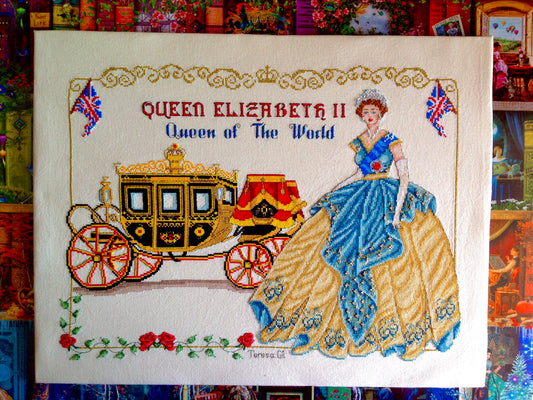 Queen of the World Queen Elizabeth II Her Majesty Counted Cross Stitch Chart Pattern Instant PDF Download