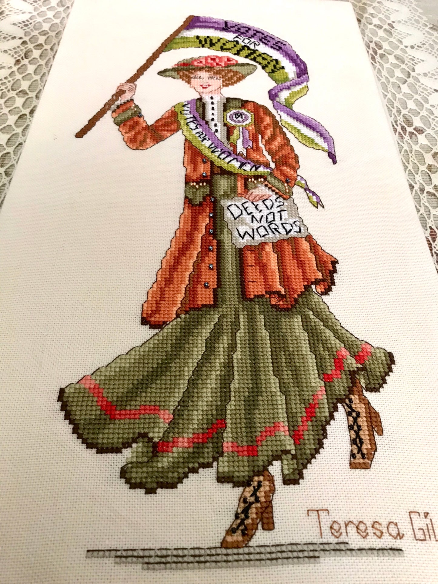 The Suffragette Edwardian Design Emmeline Pankhurst Counted Cross Stitch Chart Pattern Instant PDF Download