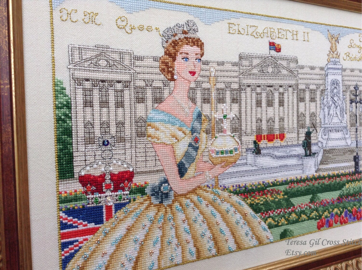 Long Live the Queen Buckingham Palace Queen Elizabeth II - Counted Cross Stitch Chart PDF