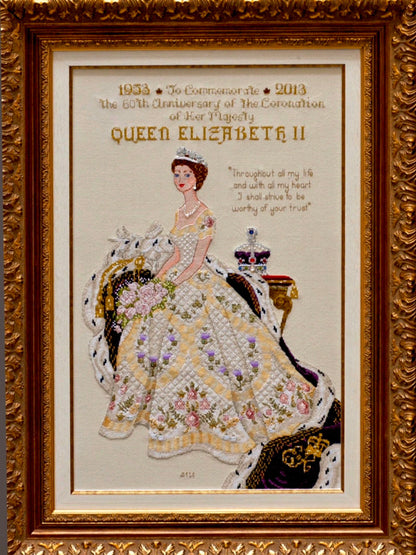 Queen Elizabeth II In Her Coronation Dress Cross Stitch Pattern