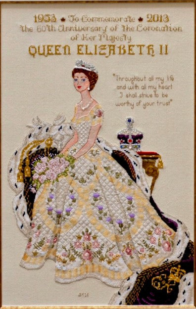 Queen Elizabeth II In Her Coronation Dress Cross Stitch Pattern